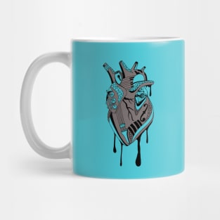 Blue Grey Musical Heart Mug